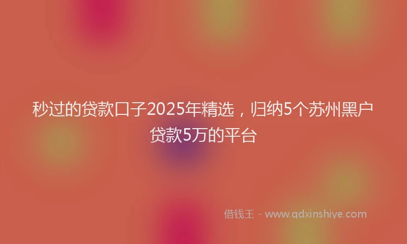 秒过的贷款口子2025年精选，归纳5个苏州黑户贷款5万的平台