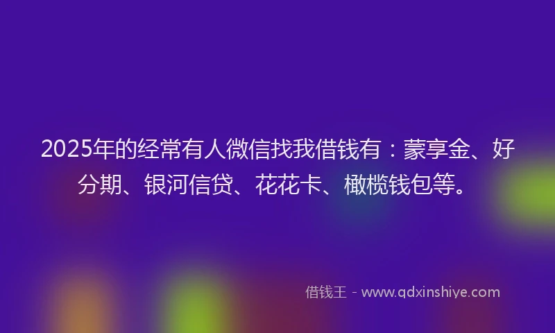 2025年的经常有人微信找我借钱有：蒙享金、好分期、银河信贷、花花卡、橄榄钱包等。