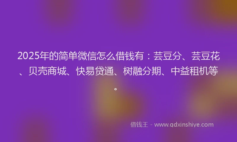 2025年的简单微信怎么借钱有：芸豆分、芸豆花、贝壳商城、快易贷通、树融分期、中益租机等。