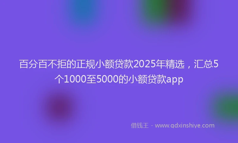 百分百不拒的正规小额贷款2025年精选，汇总5个1000至5000的小额贷款app
