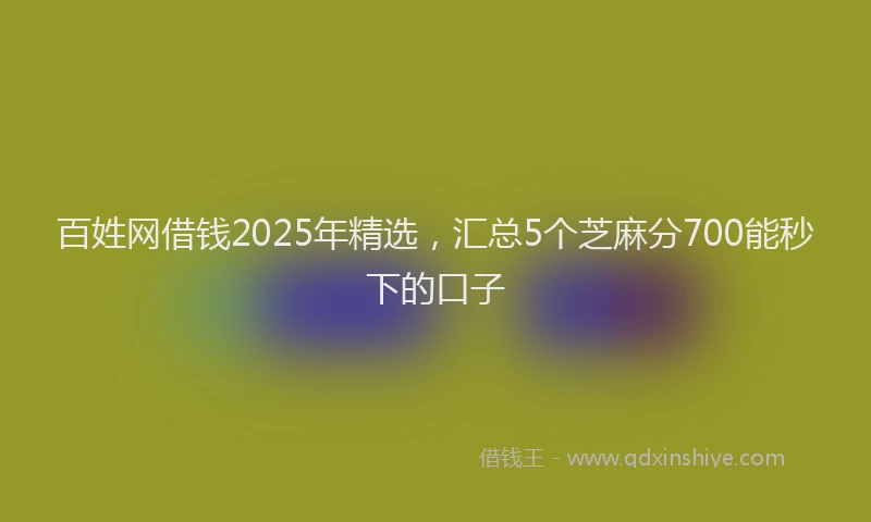 百姓网借钱2025年精选，汇总5个芝麻分700能秒下的口子