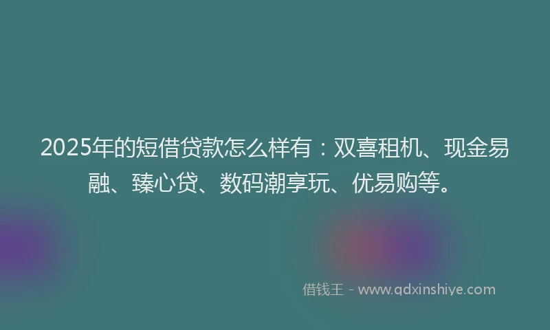 2025年的短借贷款怎么样有：双喜租机、现金易融、臻心贷、数码潮享玩、优易购等。