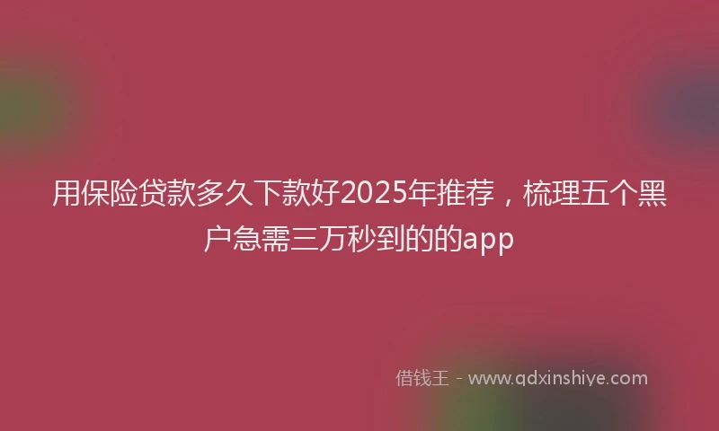 用保险贷款多久下款好2025年推荐，梳理五个黑户急需三万秒到的的app