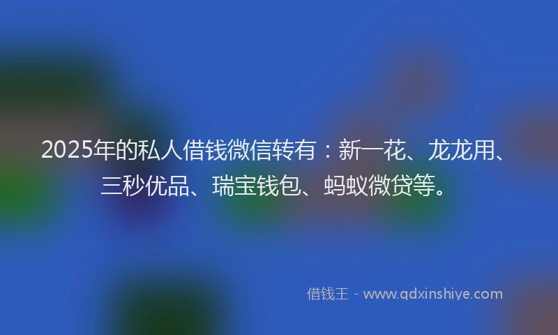 2025年的私人借钱微信转有：新一花、龙龙用、三秒优品、瑞宝钱包、蚂蚁微贷等。