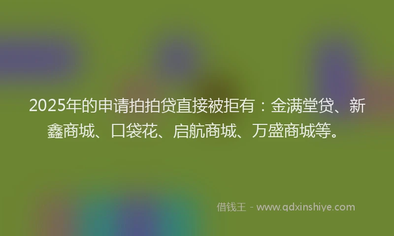 2025年的申请拍拍贷直接被拒有：金满堂贷、新鑫商城、口袋花、启航商城、万盛商城等。