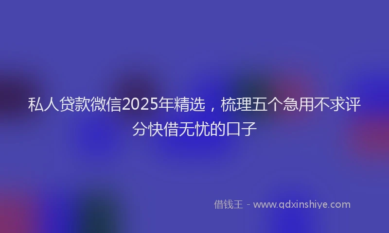 私人贷款微信2025年精选，梳理五个急用不求评分快借无忧的口子