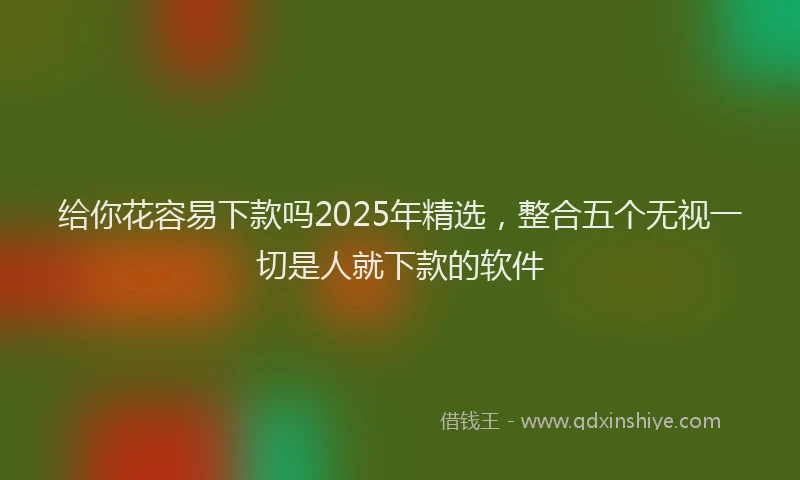 给你花容易下款吗2025年精选，整合五个无视一切是人就下款的软件