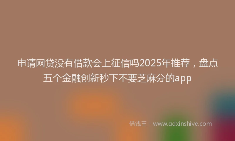 申请网贷没有借款会上征信吗2025年推荐，盘点五个金融创新秒下不要芝麻分的app