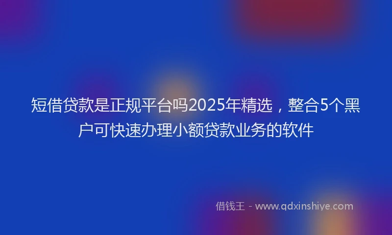 短借贷款是正规平台吗2025年精选，整合5个黑户可快速办理小额贷款业务的软件