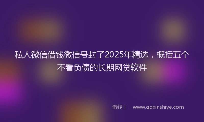 私人微信借钱微信号封了2025年精选，概括五个不看负债的长期网贷软件