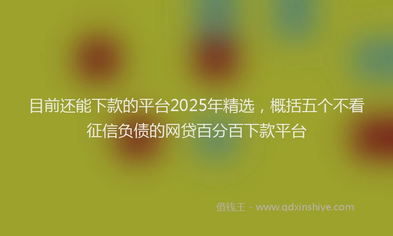 目前还能下款的平台2025年精选，概括五个不看征信负债的网贷百分百下款平台