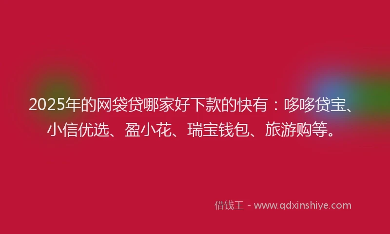 2025年的网袋贷哪家好下款的快有：哆哆贷宝、小信优选、盈小花、瑞宝钱包、旅游购等。