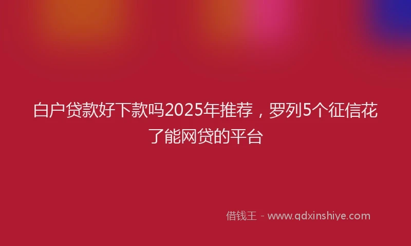 白户贷款好下款吗2025年推荐，罗列5个征信花了能网贷的平台