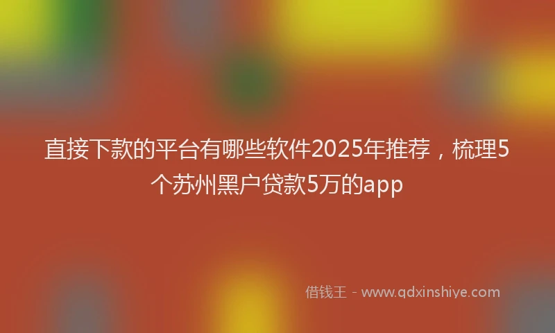 直接下款的平台有哪些软件2025年推荐，梳理5个苏州黑户贷款5万的app