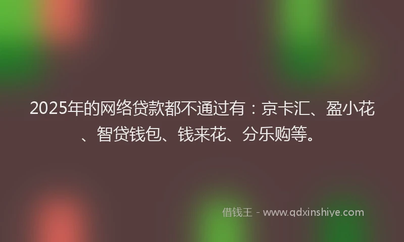 2025年的网络贷款都不通过有：京卡汇、盈小花、智贷钱包、钱来花、分乐购等。