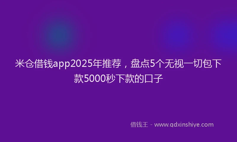 米仓借钱app2025年推荐，盘点5个无视一切包下款5000秒下款的口子