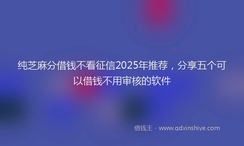 纯芝麻分借钱不看征信2025年推荐，分享五个可以借钱不用审核的软件