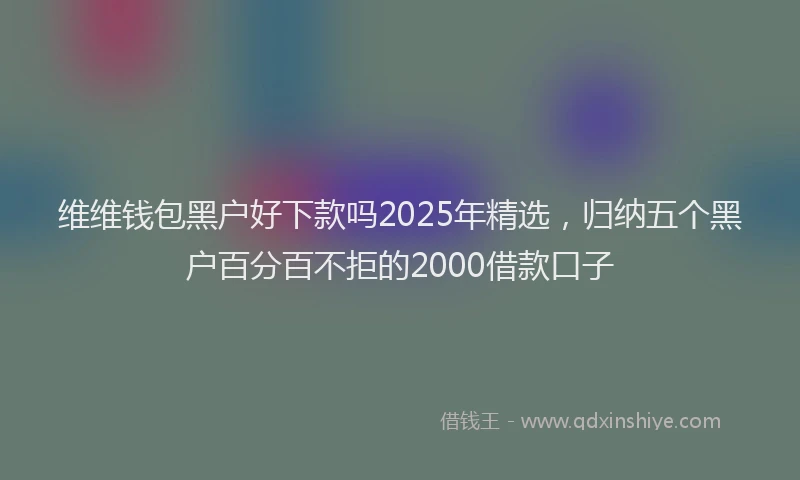 维维钱包黑户好下款吗2025年精选，归纳五个黑户百分百不拒的2000借款口子