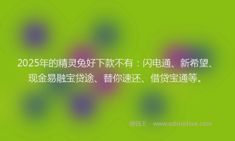 2025年的精灵兔好下款不有：闪电通、新希望、现金易融宝贷途、替你速还、借贷宝通等。
