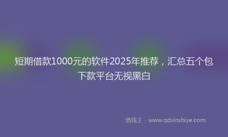 短期借款1000元的软件2025年推荐，汇总五个包下款平台无视黑白