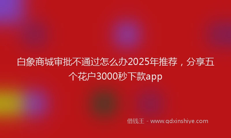 白象商城审批不通过怎么办2025年推荐，分享五个花户3000秒下款app