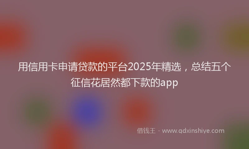 用信用卡申请贷款的平台2025年精选，总结五个征信花居然都下款的app
