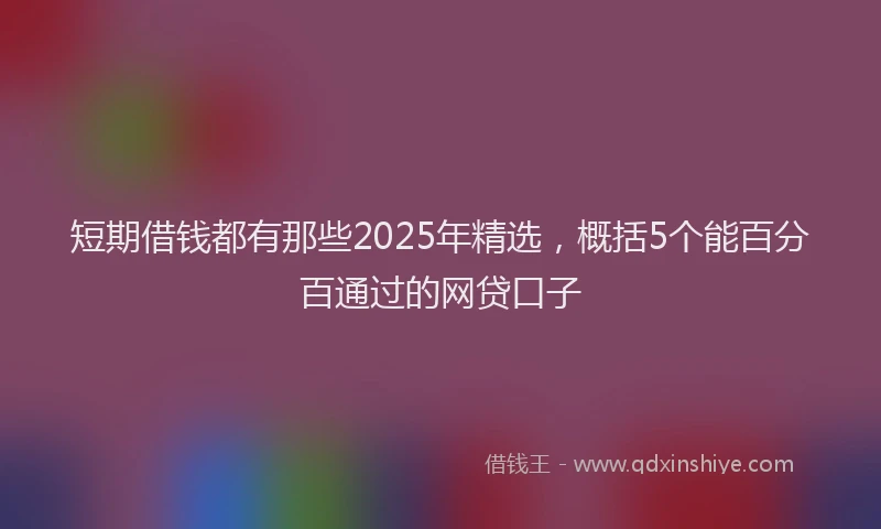 短期借钱都有那些2025年精选，概括5个能百分百通过的网贷口子