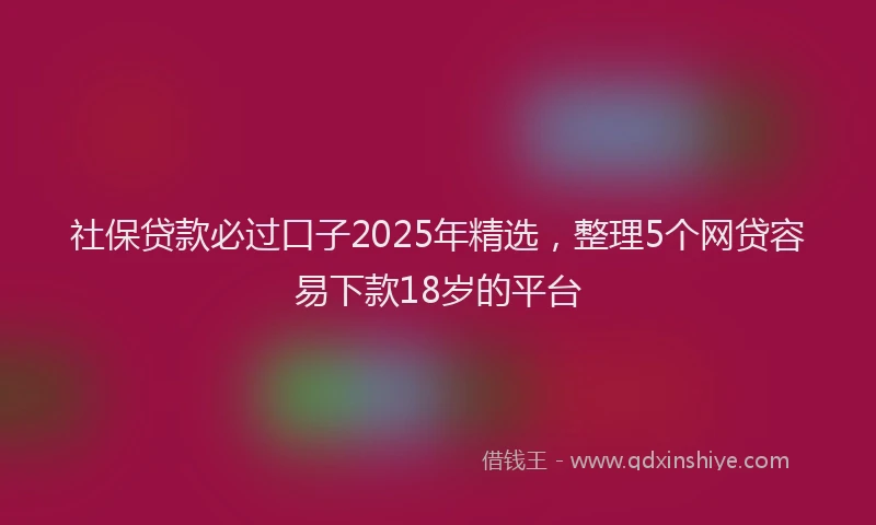 社保贷款必过口子2025年精选，整理5个网贷容易下款18岁的平台