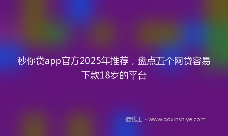 秒你贷app官方2025年推荐，盘点五个网贷容易下款18岁的平台