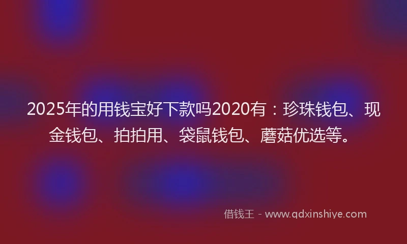 2025年的用钱宝好下款吗2020有：珍珠钱包、现金钱包、拍拍用、袋鼠钱包、蘑菇优选等。