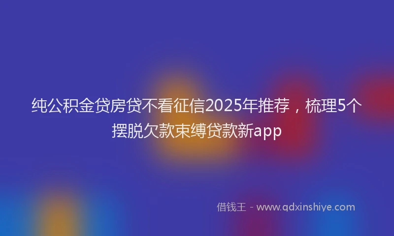 纯公积金贷房贷不看征信2025年推荐，梳理5个摆脱欠款束缚贷款新app