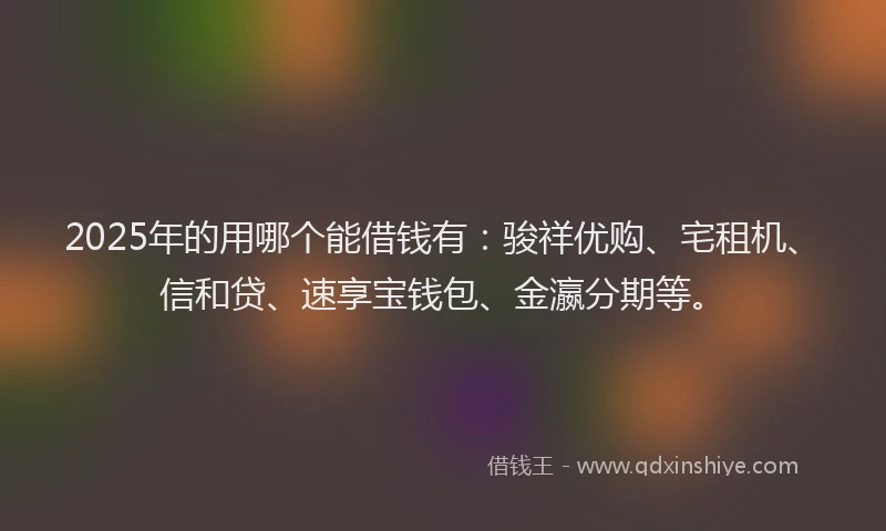 2025年的用哪个能借钱有：骏祥优购、宅租机、信和贷、速享宝钱包、金瀛分期等。