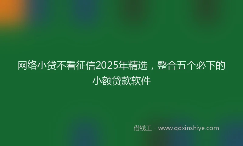 网络小贷不看征信2025年精选，整合五个必下的小额贷款软件