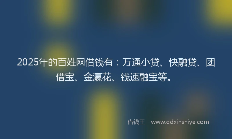 2025年的百姓网借钱有：万通小贷、快融贷、团借宝、金瀛花、钱速融宝等。