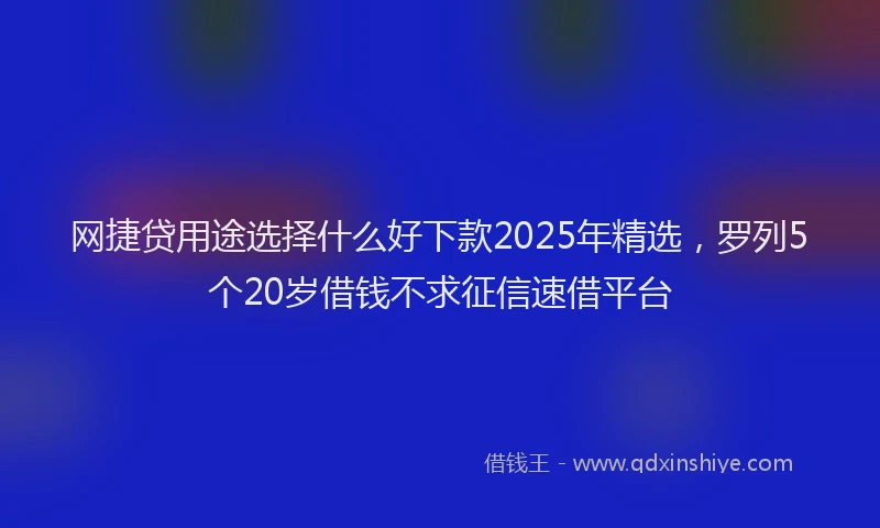 网捷贷用途选择什么好下款2025年精选，罗列5个20岁借钱不求征信速借平台