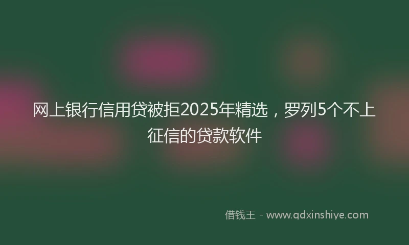 网上银行信用贷被拒2025年精选，罗列5个不上征信的贷款软件