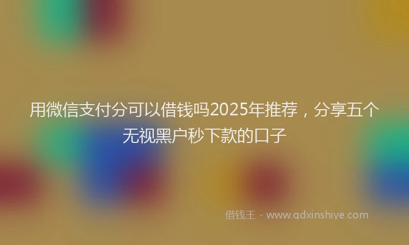 用微信支付分可以借钱吗2025年推荐，分享五个无视黑户秒下款的口子