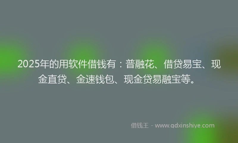 2025年的用软件借钱有：普融花、借贷易宝、现金直贷、金速钱包、现金贷易融宝等。