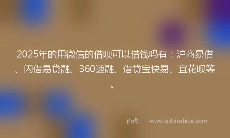 2025年的用微信的借呗可以借钱吗有：沪商易借、闪借易贷融、360速融、借贷宝快易、宜花呗等。
