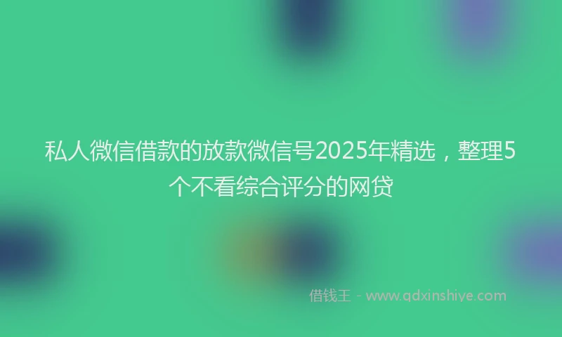私人微信借款的放款微信号2025年精选，整理5个不看综合评分的网贷