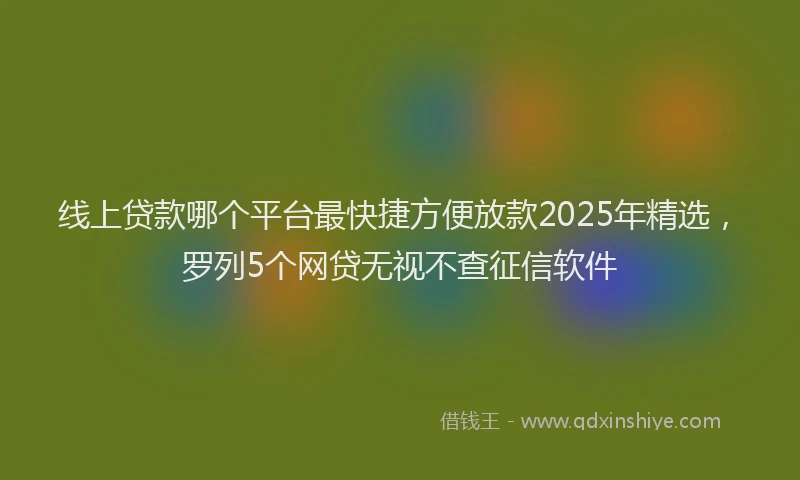 线上贷款哪个平台最快捷方便放款2025年精选，罗列5个网贷无视不查征信软件
