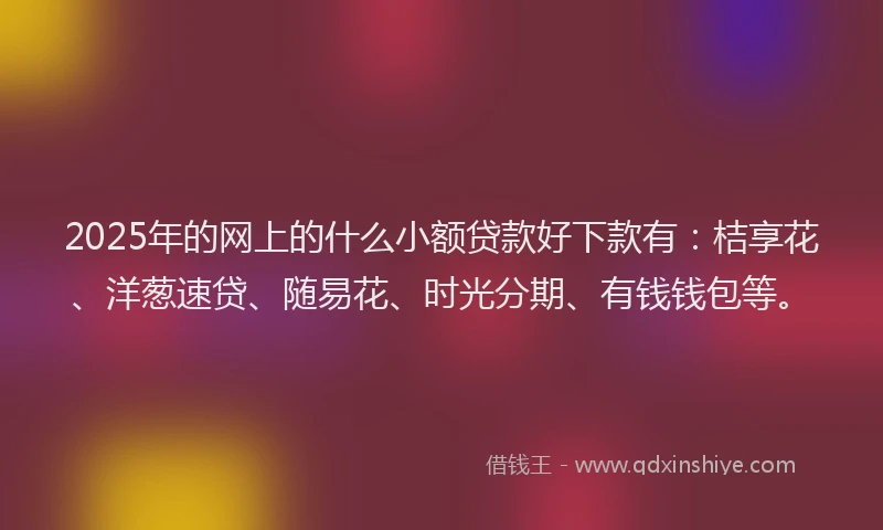 2025年的网上的什么小额贷款好下款有：桔享花、洋葱速贷、随易花、时光分期、有钱钱包等。
