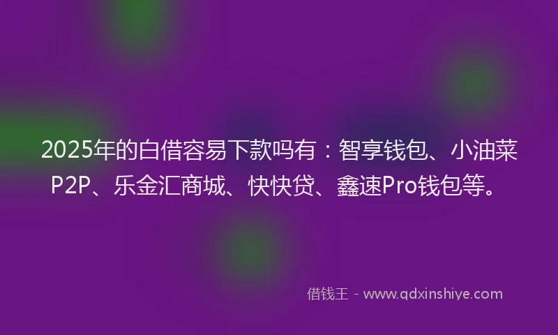 2025年的白借容易下款吗有：智享钱包、小油菜P2P、乐金汇商城、快快贷、鑫速Pro钱包等。