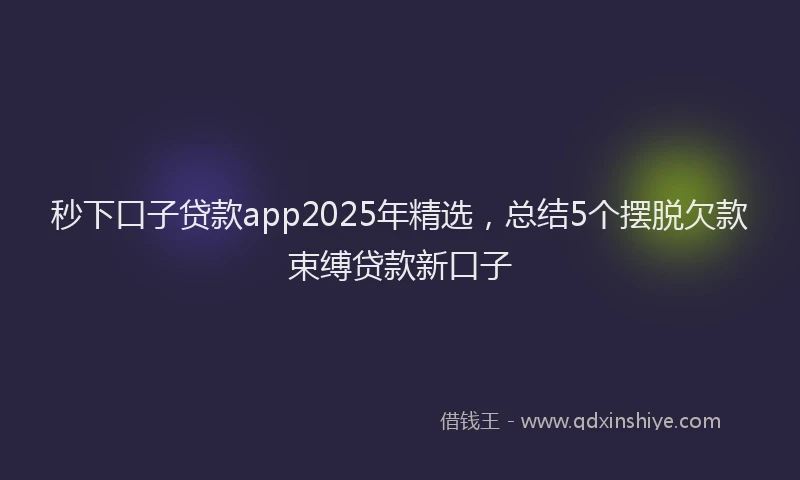秒下口子贷款app2025年精选，总结5个摆脱欠款束缚贷款新口子