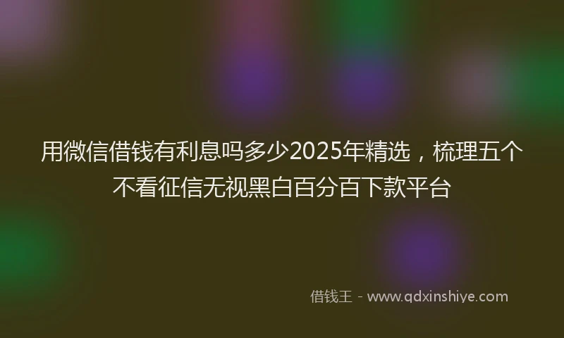 用微信借钱有利息吗多少2025年精选，梳理五个不看征信无视黑白百分百下款平台