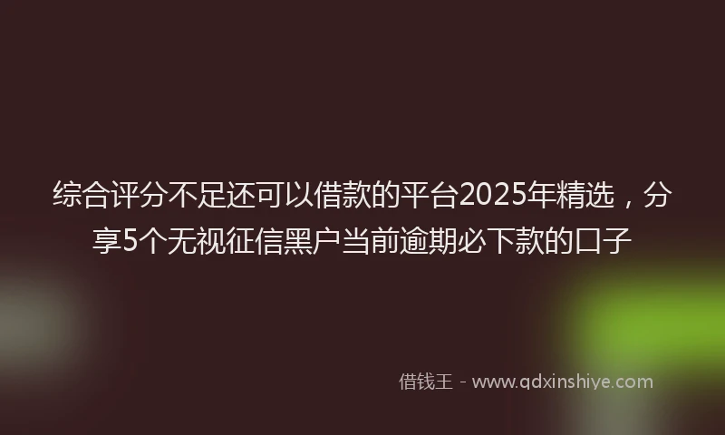 综合评分不足还可以借款的平台2025年精选，分享5个无视征信黑户当前逾期必下款的口子