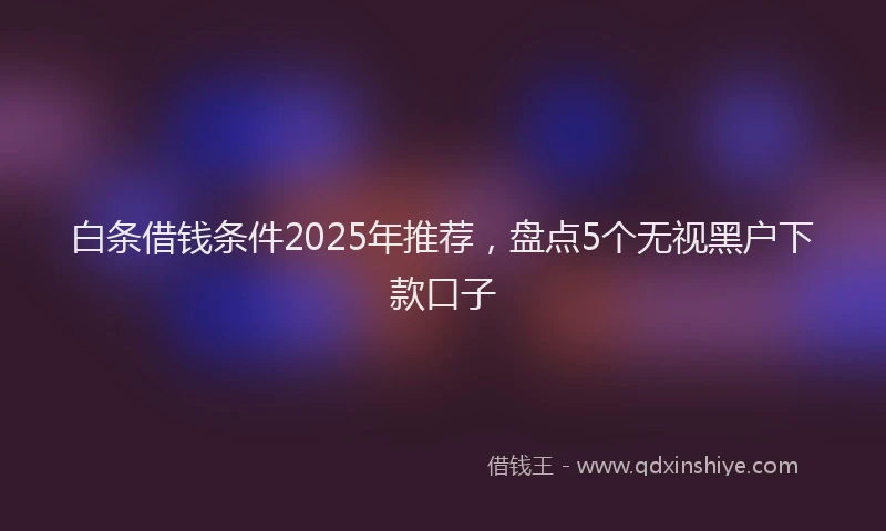 白条借钱条件2025年推荐，盘点5个无视黑户下款口子