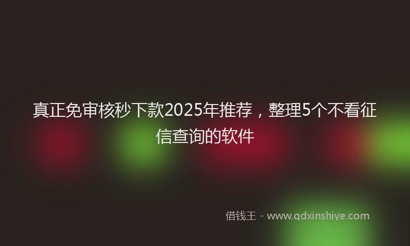 真正免审核秒下款2025年推荐，整理5个不看征信查询的软件