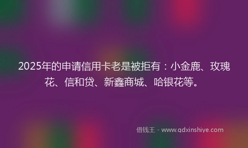 2025年的申请信用卡老是被拒有：小金鹿、玫瑰花、信和贷、新鑫商城、哈银花等。