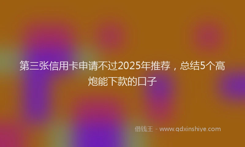 第三张信用卡申请不过2025年推荐，总结5个高炮能下款的口子
